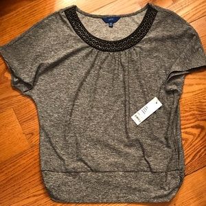 Apt. 9 Beaded Neckline Top, Gray